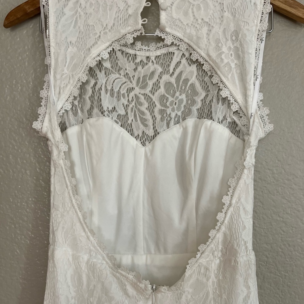 NWOT Your One and Only White Lace Backless Mermaid Maxi Dress - Picture 7 of 10